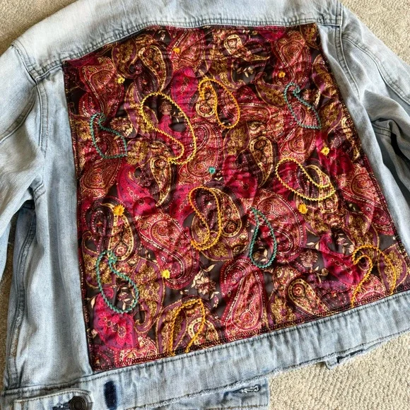 Free People Paisley Quilted Denim Jacket - Picture 4 of 9